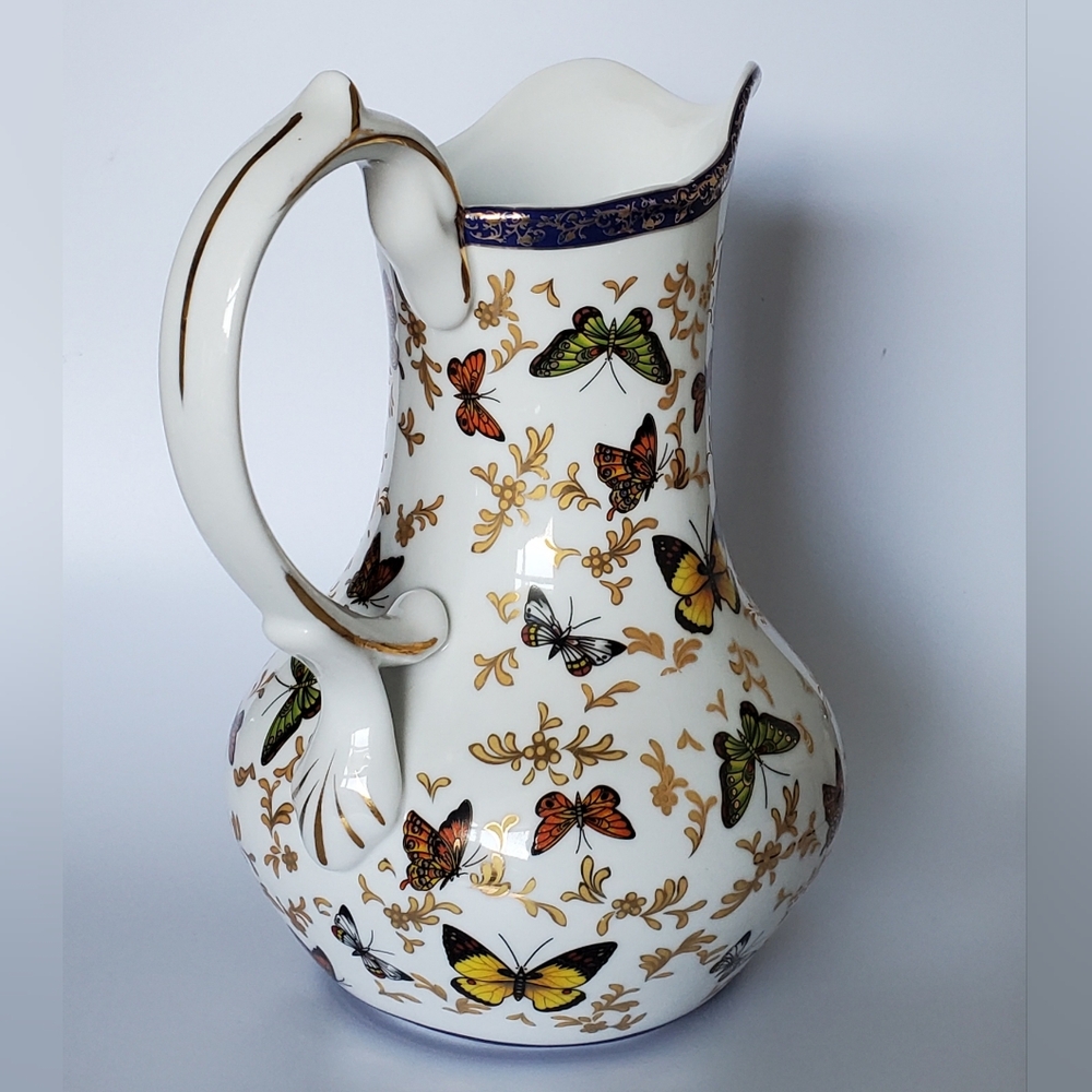 🦋 10" Pitcher Gold Trim/Gilt "Butterfly Collection" Formalities by Baum Bros. - Picture 4 of 9